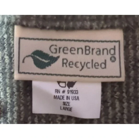 Greenbrand Recycled Cover Up Sweater Unique Brass Bear Buttons Yarn Womens Sz L - Picture 5 of 9